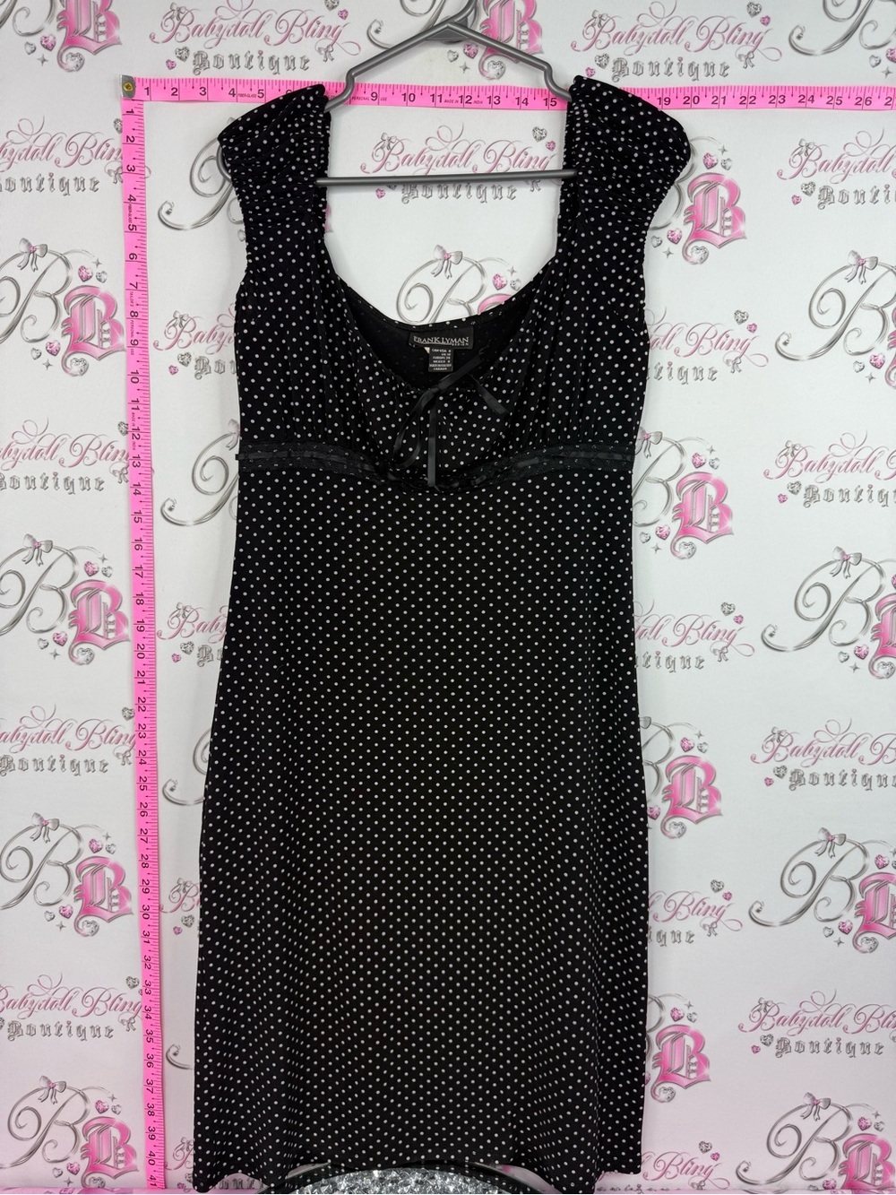 Frank Lyman Design milkmaid dress pink Black Dress pink Polka Dots